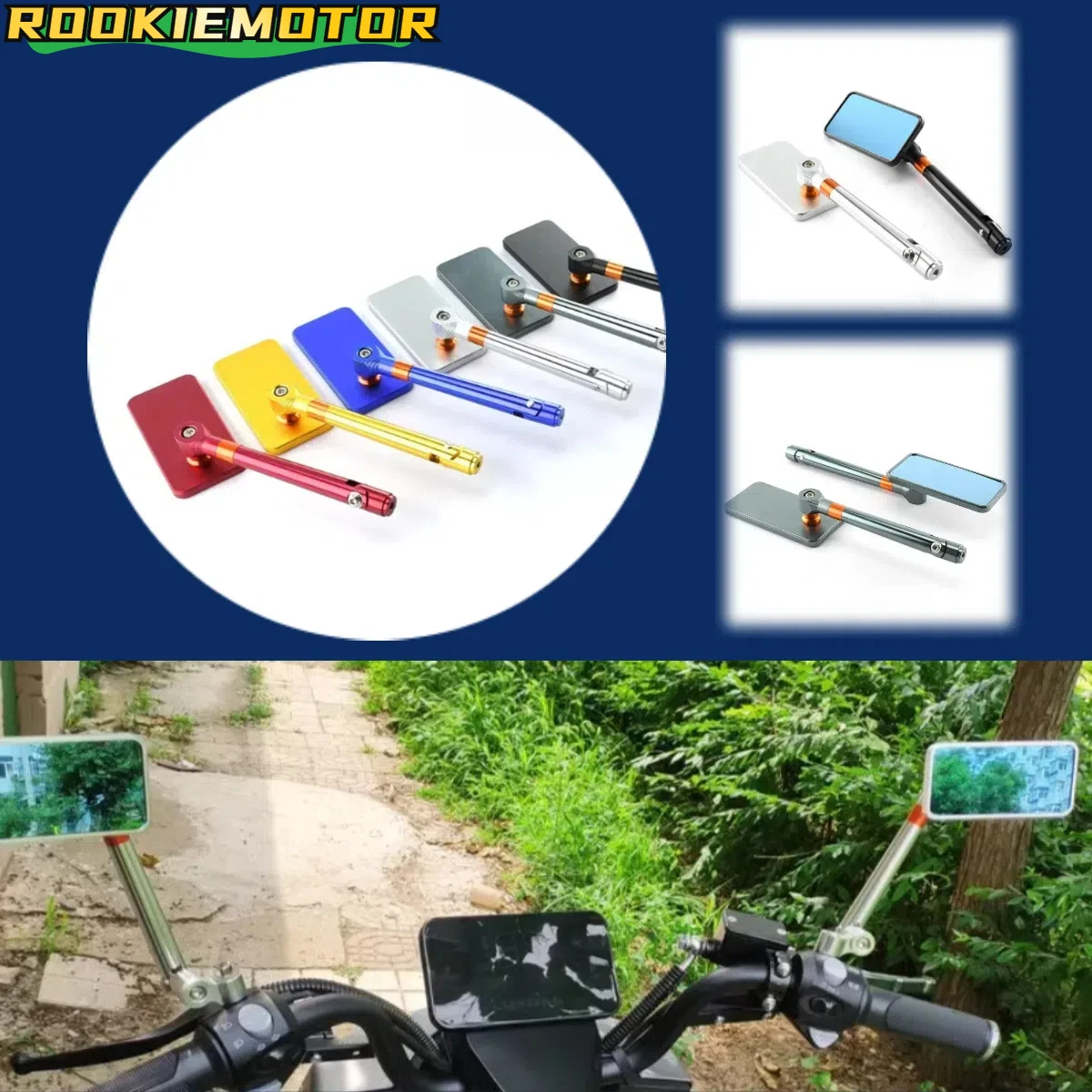 Universal Motorcycle CNC Aluminum Alloy Rearview Mirrors 8mm/10mm Side Mirrors with Blue Glass
Universal Motorcycle CNC Aluminum Alloy Rearview Mirrors 8mm/10mm Side Mirrors with Blue Glass