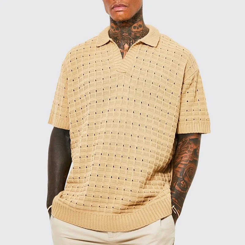 Spring V Neck Knitted Elasticity Shirt Men Casual Solid Ribbed Polo T Shirt Pullover Summer Short Sleeve Loose Sweaters Harajuku
Spring V Neck Knitted Elasticity Shirt Men Casual Solid Ribbed Polo T Shirt Pullover Summer Short Sleeve Loose Sweaters Harajuku