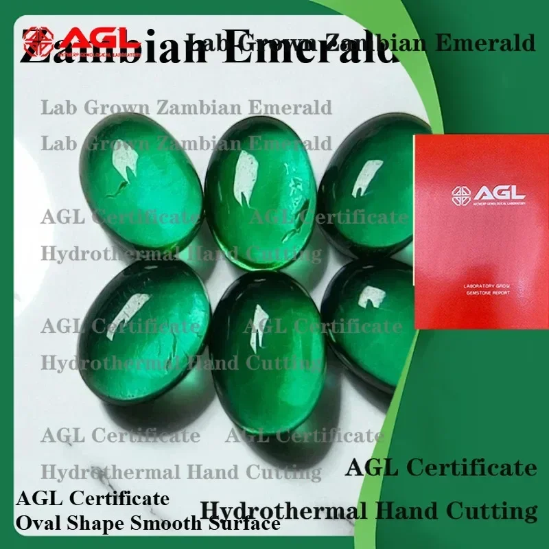 Lab Grown Zambian Emeralds for Jewelry Making Oval Cut Smooth Surface with Natural Inclusions Cracks AGL Certified Lab
Lab Grown Zambian Emeralds for Jewelry Making Oval Cut Smooth Surface with Natural Inclusions Cracks AGL Certified Lab