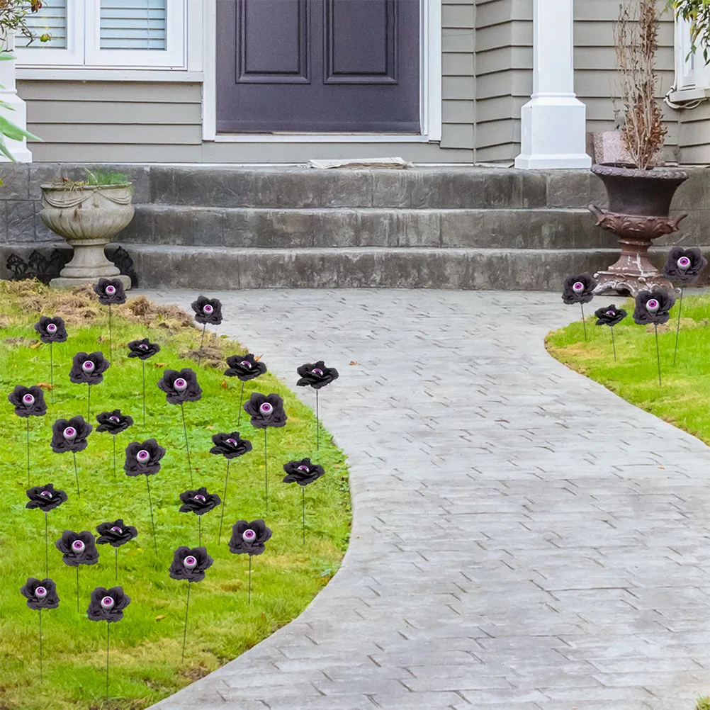 4 Pcs Black Rose Decoration Eyeball Design Halloween Yard Garden Sign Stake Silk Cloth Artificial Flower Outdoor Decorations
4 Pcs Black Rose Decoration Eyeball Design Halloween Yard Garden Sign Stake Silk Cloth Artificial Flower Outdoor Decorations