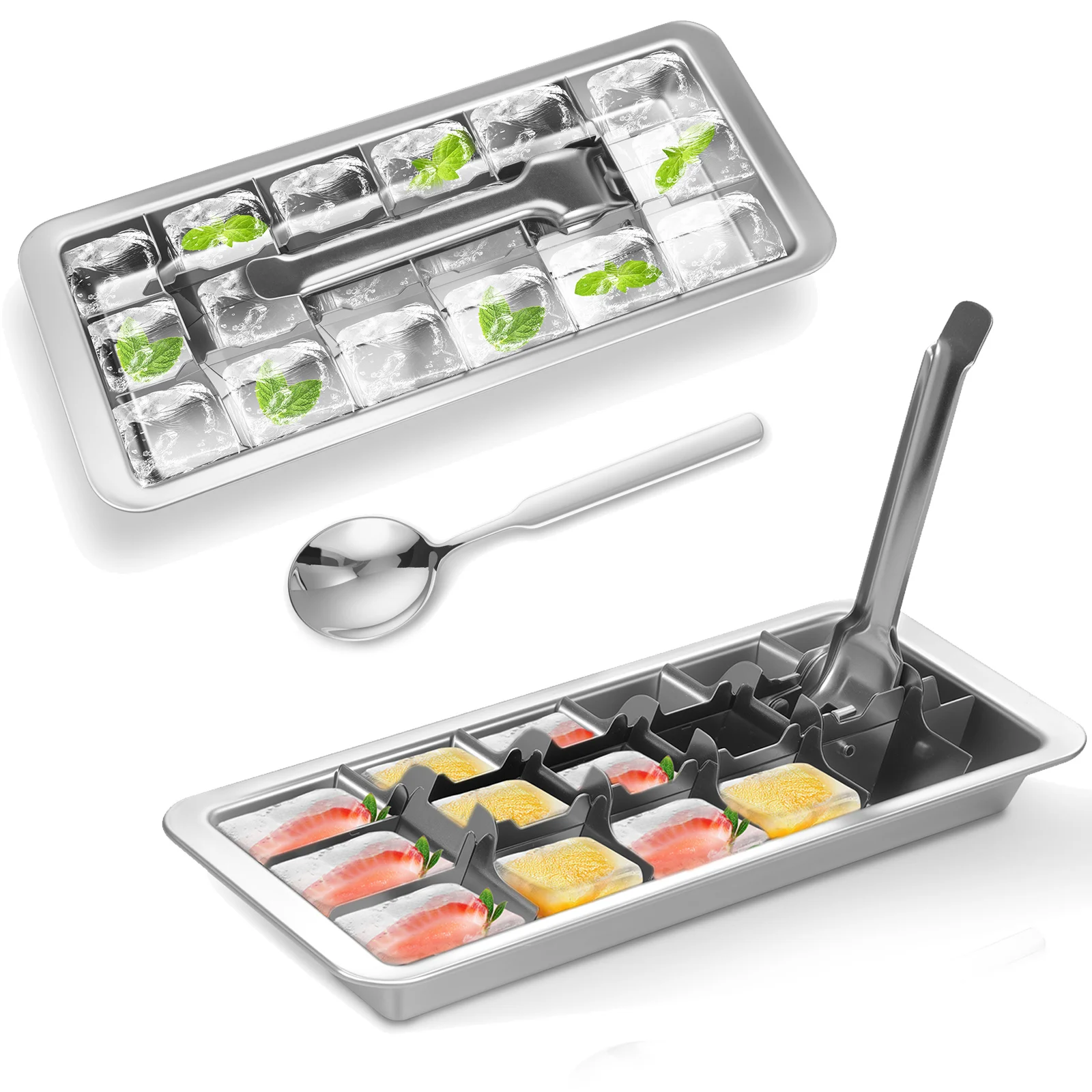 Stainless Steel Ice Cube Tray Vintage Inspired Ice Cube Tray Easy Release Handle Levers Remove Cubes Ice Mold for Freezer
Stainless Steel Ice Cube Tray Vintage Inspired Ice Cube Tray Easy Release Handle Levers Remove Cubes Ice Mold for Freezer