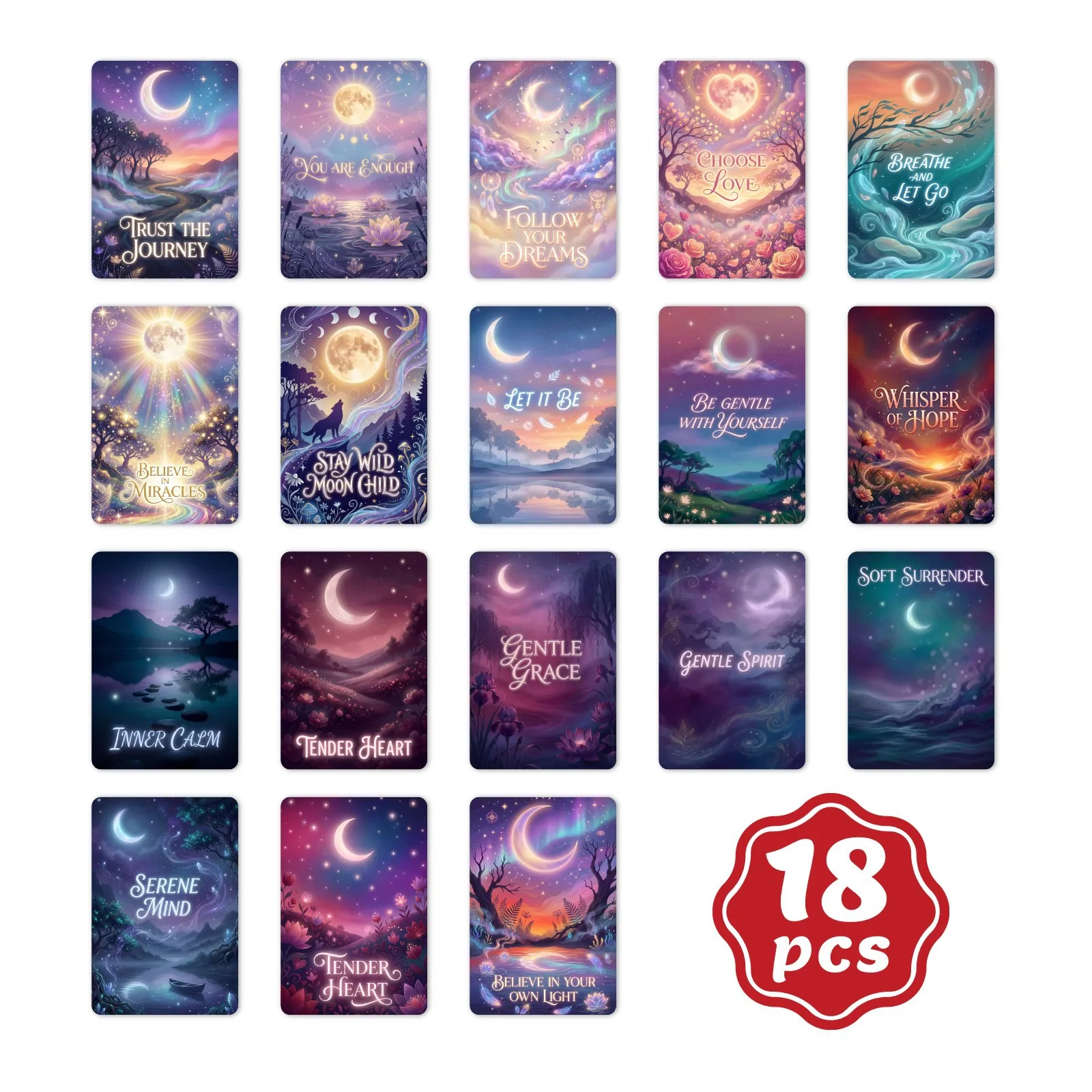 18 Colorful Warm Encouragement Text Cards Self Affirmation Message Blessing Word Card Set for Daily Motivation and Gifting
18 Colorful Warm Encouragement Text Cards Self Affirmation Message Blessing Word Card Set for Daily Motivation and Gifting