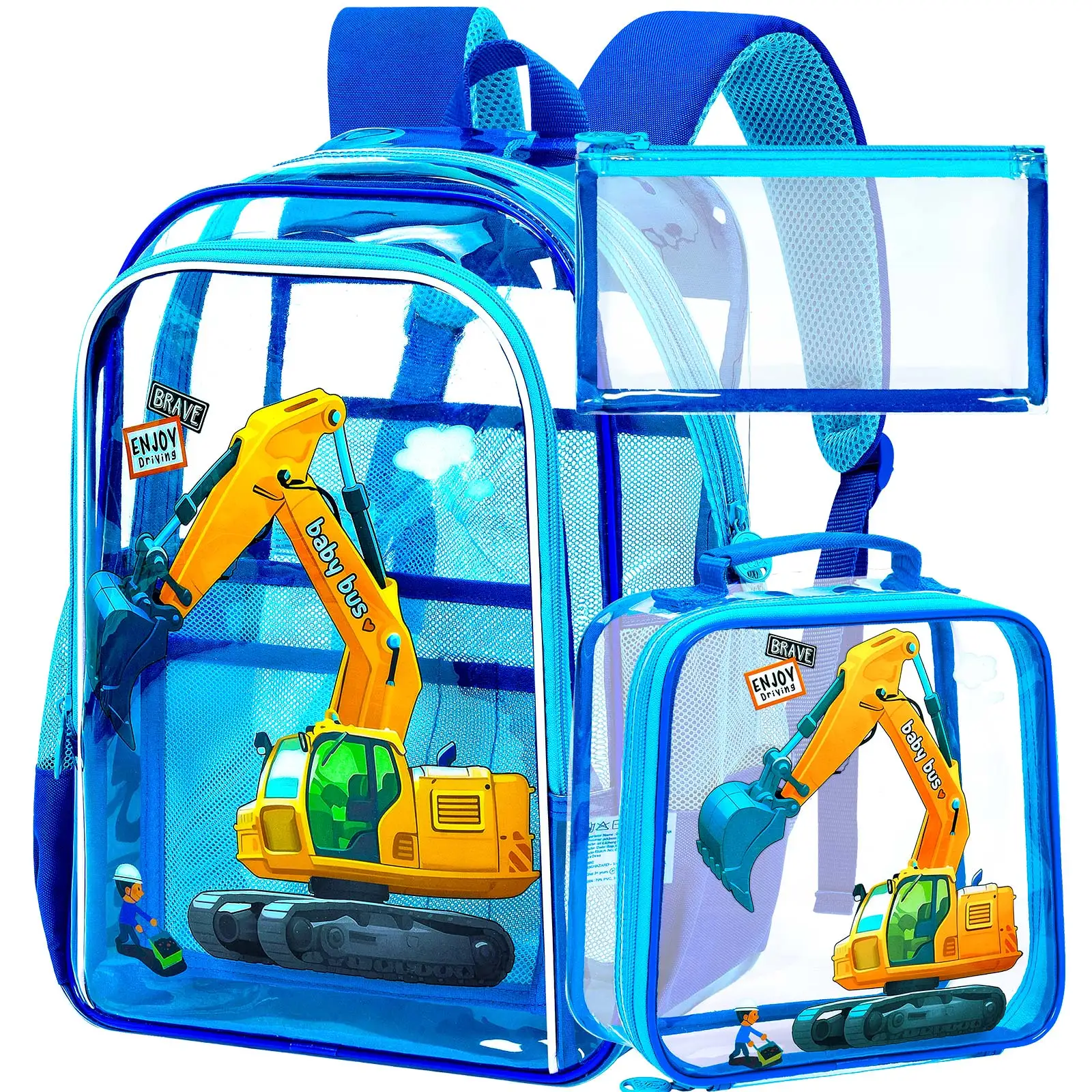 Reflective Safety Boys See Through Backpack, 3PCS Clear Bookbag Set for Kids, Heavy-Duty Transparent School Bag for Elementary
Reflective Safety Boys See Through Backpack, 3PCS Clear Bookbag Set for Kids, Heavy-Duty Transparent School Bag for Elementary