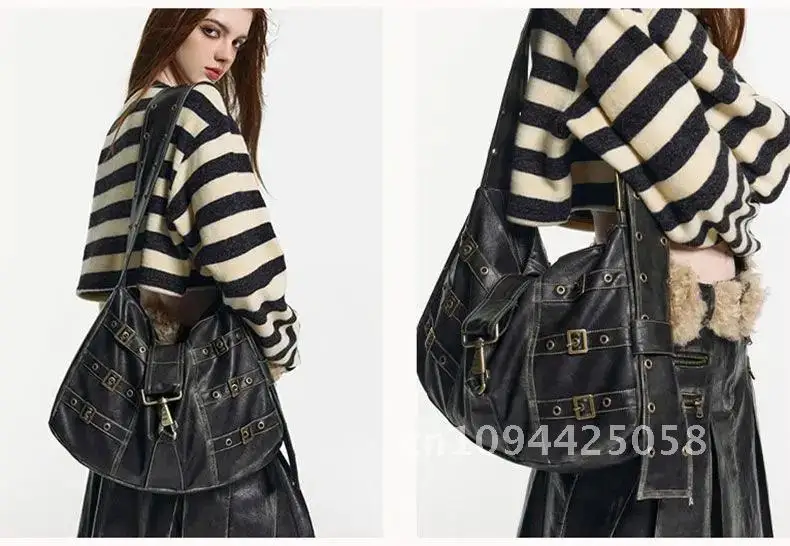 JIAERDI Vintage Rivet Black Handbag Women Bag Grunge Leather Chic Retro Casual Large Bag Tote Capacity Bolso Shoulder Y2k Female
JIAERDI Vintage Rivet Black Handbag Women Bag Grunge Leather Chic Retro Casual Large Bag Tote Capacity Bolso Shoulder Y2k Female