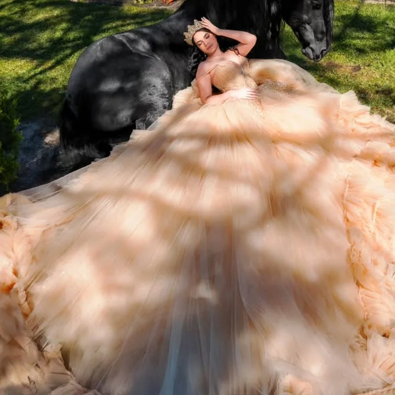Платье Quinceanera цвета шампанского по индивидуальному заказу с открытыми плечами, кружевная аппликация с блестками и кристаллами, рюшами, платья de 15, Quinceanera
Платье Quinceanera цвета шампанского по индивидуальному заказу с открытыми плечами, кружевная аппликация с блестками и кристаллами, рюшами, платья de 15, Quinceanera