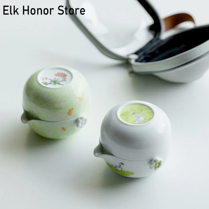 Boutique Small Fresh Portable Outdoor Teaset Pure Hand-painted Swan Art Travel Tea Set 1 Pot 1 Cup Ceramic Camping Teaware Bag
Boutique Small Fresh Portable Outdoor Teaset Pure Hand-painted Swan Art Travel Tea Set 1 Pot 1 Cup Ceramic Camping Teaware Bag