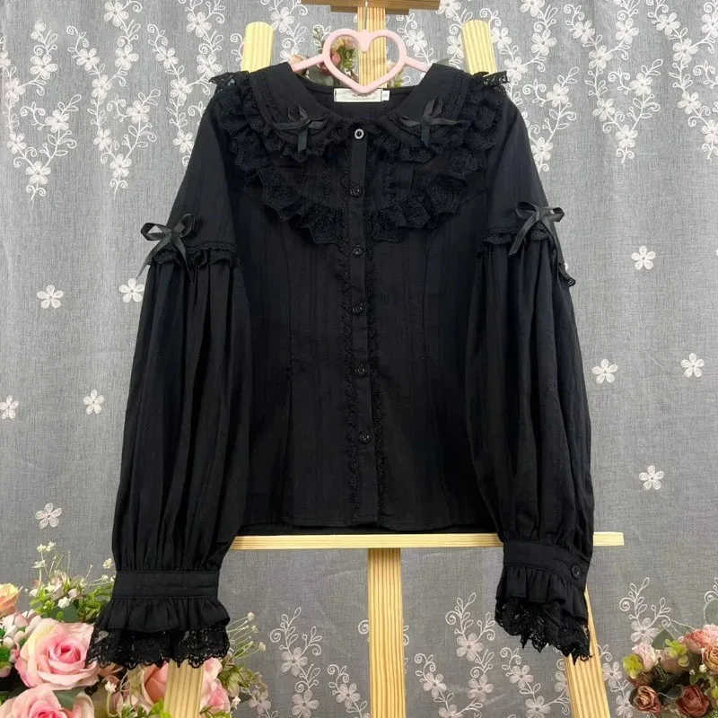 Women Japanese Victorian Retro Kawaii Cute Lolita Style Shirts Elegant Lace Patchwork Bow Blouses Elegant Cute Pink White Top
Women Japanese Victorian Retro Kawaii Cute Lolita Style Shirts Elegant Lace Patchwork Bow Blouses Elegant Cute Pink White Top