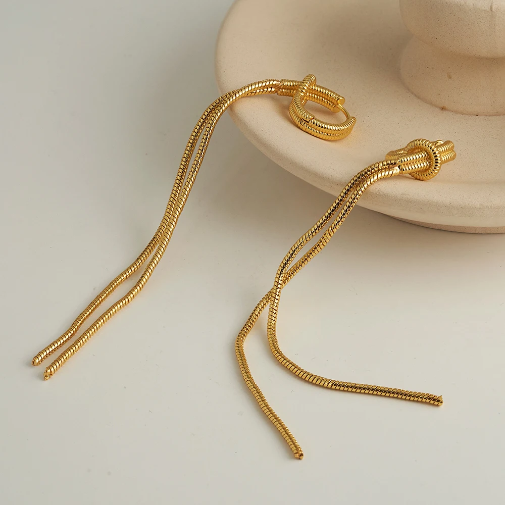 ENFASHION Aretes Snake Chain Tassel Stud Earrings For Women's 18K Gold Plated In Earings Fashion Hight Street Jewelry E241649
ENFASHION Aretes Snake Chain Tassel Stud Earrings For Women's 18K Gold Plated In Earings Fashion Hight Street Jewelry E241649