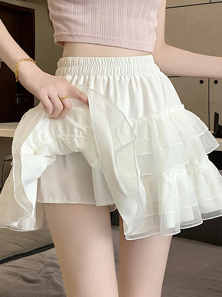French White Lace Cake Skirt Half Skirt Women's Summer Anti glare Sweet Ballet Style A-line Fluffy Short Skirt Pants
French White Lace Cake Skirt Half Skirt Women's Summer Anti glare Sweet Ballet Style A-line Fluffy Short Skirt Pants