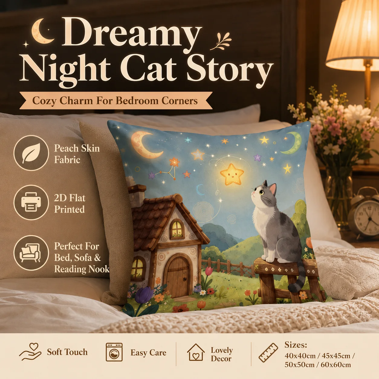 Cute Fairytale Cat House Pillowcase 2D Flat Printed Peach Skin Throw Cushion Cover Cozy Sofa Living Room Home Decor
Cute Fairytale Cat House Pillowcase 2D Flat Printed Peach Skin Throw Cushion Cover Cozy Sofa Living Room Home Decor