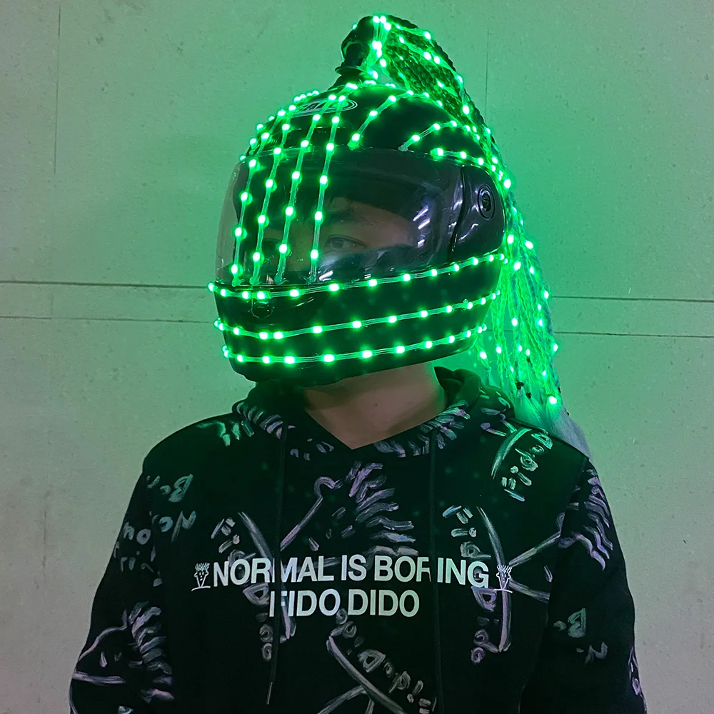 led full-color helmet glow-in-the-dark whip clothing wireless remote control robot dance performance props LED motorcycle helmet
led full-color helmet glow-in-the-dark whip clothing wireless remote control robot dance performance props LED motorcycle helmet