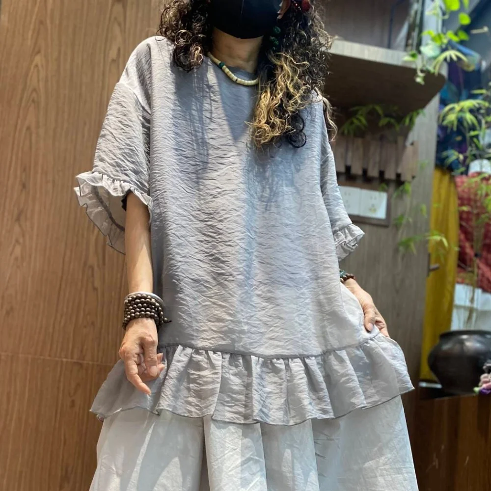 Korean-style Loose Summer Thin Ruffle T-shirt Women Plus Size Age-reducing Top JLJ502
Korean-style Loose Summer Thin Ruffle T-shirt Women Plus Size Age-reducing Top JLJ502