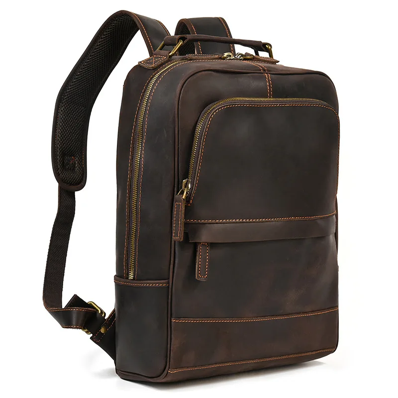 Vintage Men's Crazy Horse Leather Backpack genuine leather Retro Rucksack Large Classic Travel Backpack Big laptop computer bag
Vintage Men's Crazy Horse Leather Backpack genuine leather Retro Rucksack Large Classic Travel Backpack Big laptop computer bag