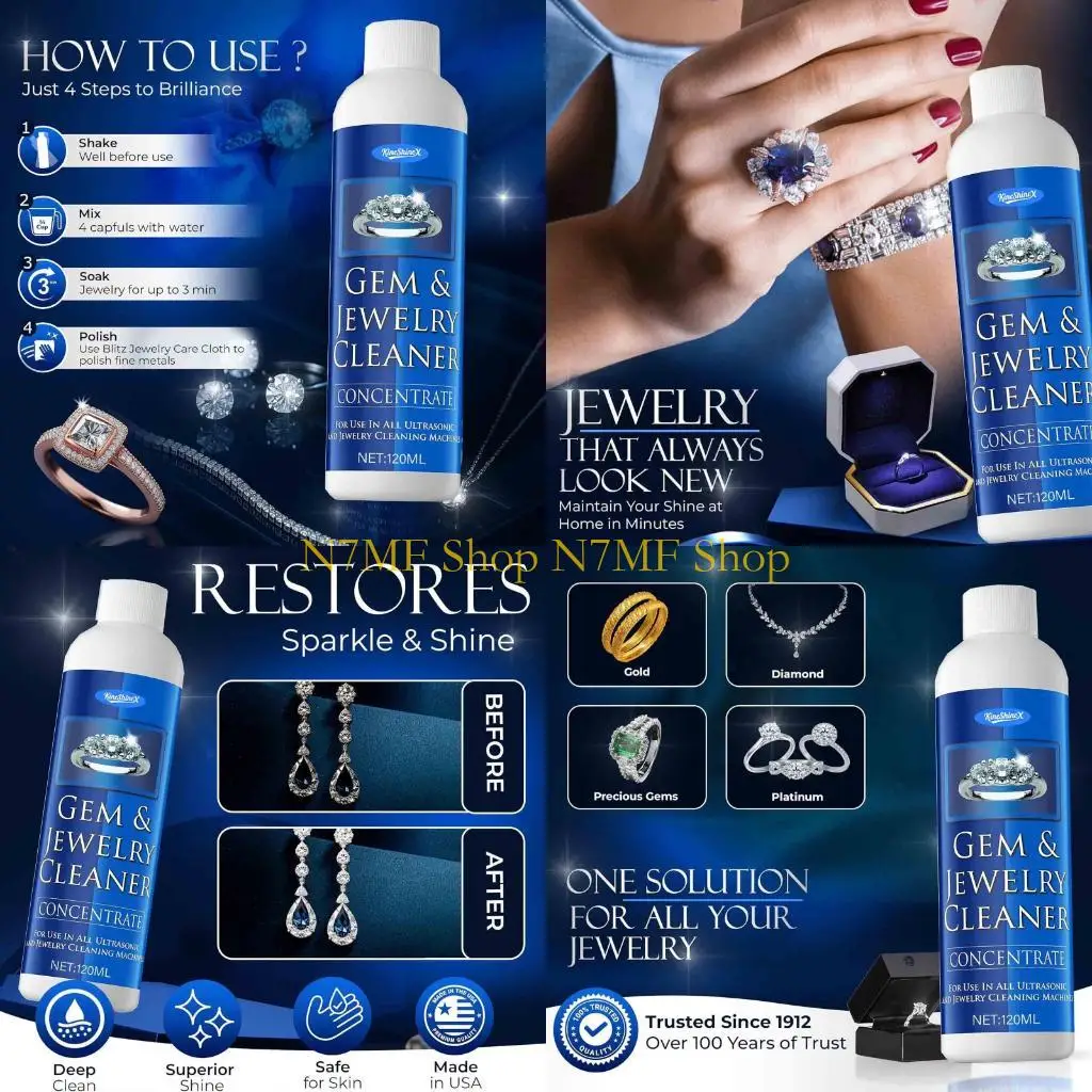 N7MF Ultrasonic Cleaning Solution 120ml Effective For Metal Jewelry And Watches
N7MF Ultrasonic Cleaning Solution 120ml Effective For Metal Jewelry And Watches