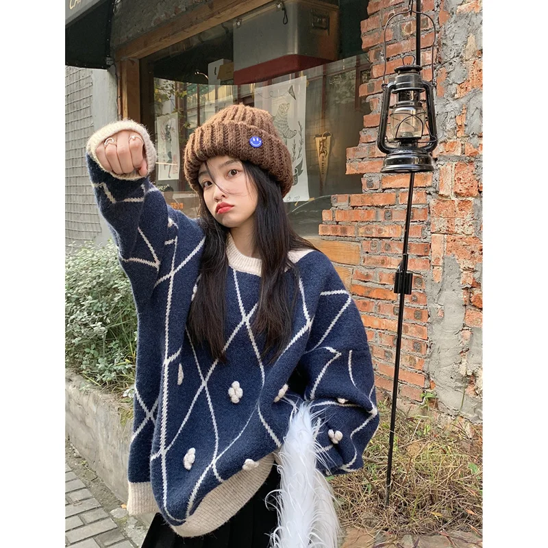 Women's 2022 Fashion New Style Autumn Lazy Style Vintage Blue Sweater Pullover Coat Loose Temperament Versatile Knitted Sweater
Women's 2022 Fashion New Style Autumn Lazy Style Vintage Blue Sweater Pullover Coat Loose Temperament Versatile Knitted Sweater