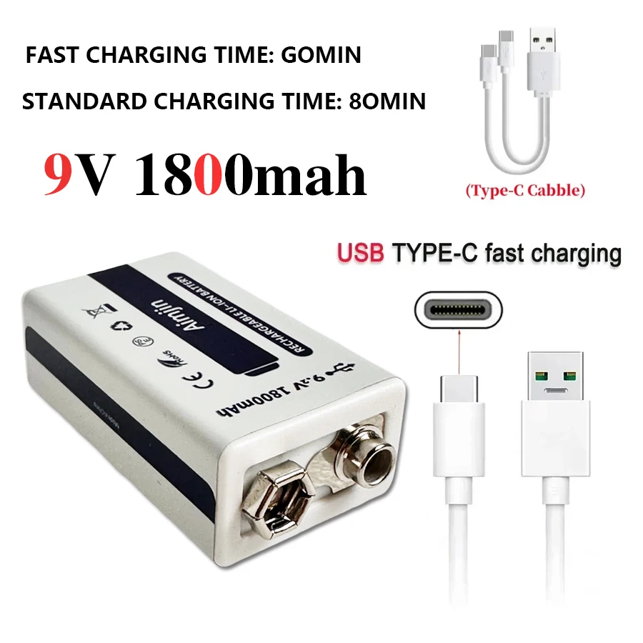 9V battery square 1800mAH alarm tester toy wireless microphone universal meter rechargeable battery
9V battery square 1800mAH alarm tester toy wireless microphone universal meter rechargeable battery