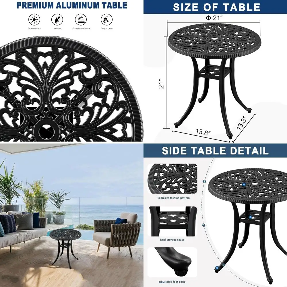 All-Weather Black Cast Aluminum Patio Coffee Table, 21 Round, Ideal for Backyard, Porch, Poolside, Deck
All-Weather Black Cast Aluminum Patio Coffee Table, 21 Round, Ideal for Backyard, Porch, Poolside, Deck