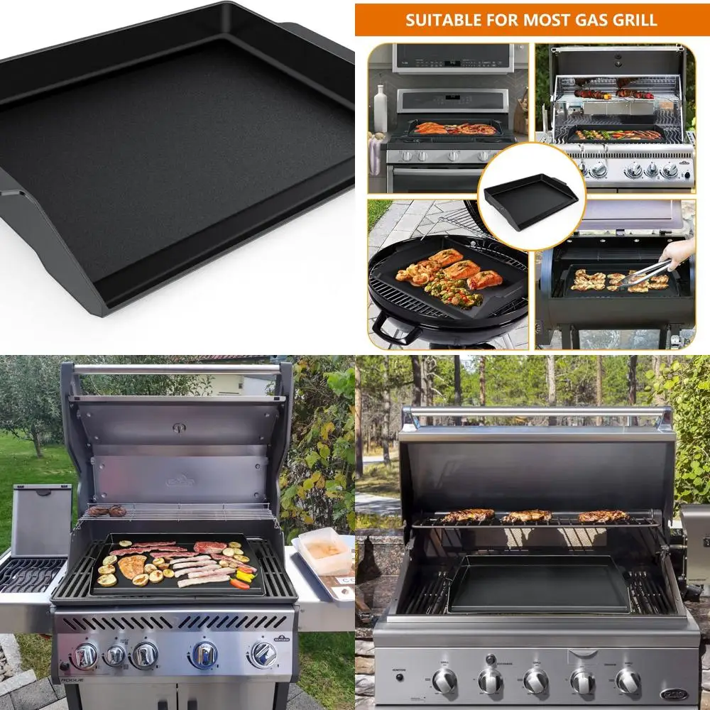 23 x 16 Pre-Seasoned Cast Iron Griddle with Nonstick Coating, Gas Grill & Stovetop Compatible, High Sidewalls for All Cooktops
23 x 16 Pre-Seasoned Cast Iron Griddle with Nonstick Coating, Gas Grill & Stovetop Compatible, High Sidewalls for All Cooktops