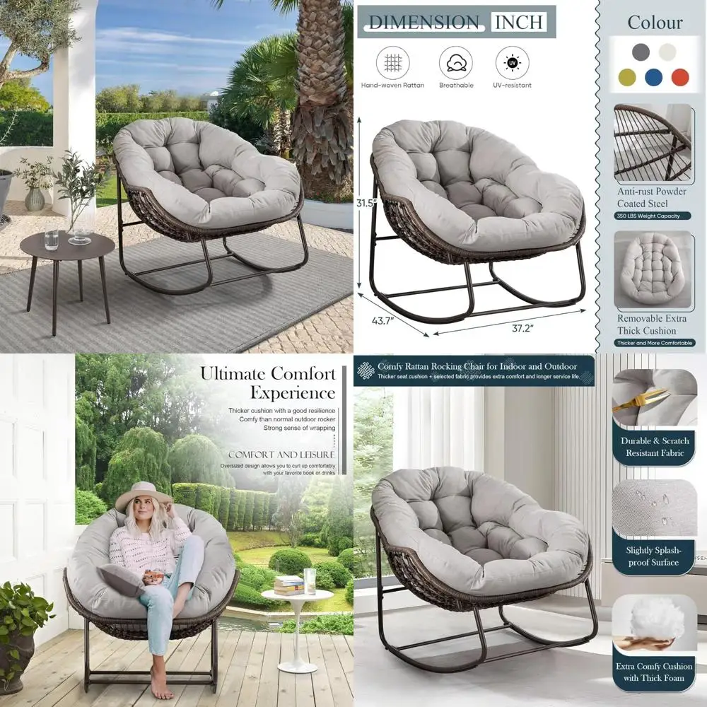 Luxury Oversized Outdoor Wicker Egg Swing Chair with Thick Cushion for Patio and Indoor Comfort
Luxury Oversized Outdoor Wicker Egg Swing Chair with Thick Cushion for Patio and Indoor Comfort