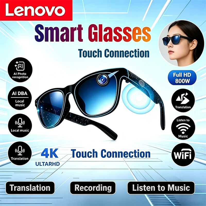 Lenovo Smart AI Sunglasses 4K Shooting HD Photo Video AI Translation for Hiking Smart Glasses 2026 New Hiking Travel Outdoor
Lenovo Smart AI Sunglasses 4K Shooting HD Photo Video AI Translation for Hiking Smart Glasses 2026 New Hiking Travel Outdoor