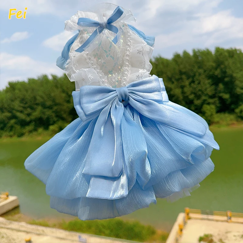 Pet Wedding Dress Lace Bow Blue Gray for Cat Dog Photography, Summer Hollow-Out Formal Gown XS- XL Size Bridal Party Apparel
Pet Wedding Dress Lace Bow Blue Gray for Cat Dog Photography, Summer Hollow-Out Formal Gown XS- XL Size Bridal Party Apparel