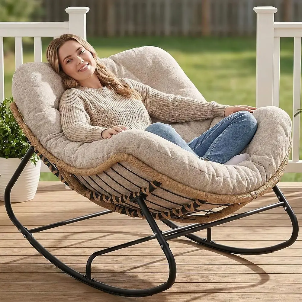 Large Outdoor Wicker Egg Swing Chair with Cushion, Suitable for Patio, Bedroom, Balcony, Garden, Cream
Large Outdoor Wicker Egg Swing Chair with Cushion, Suitable for Patio, Bedroom, Balcony, Garden, Cream