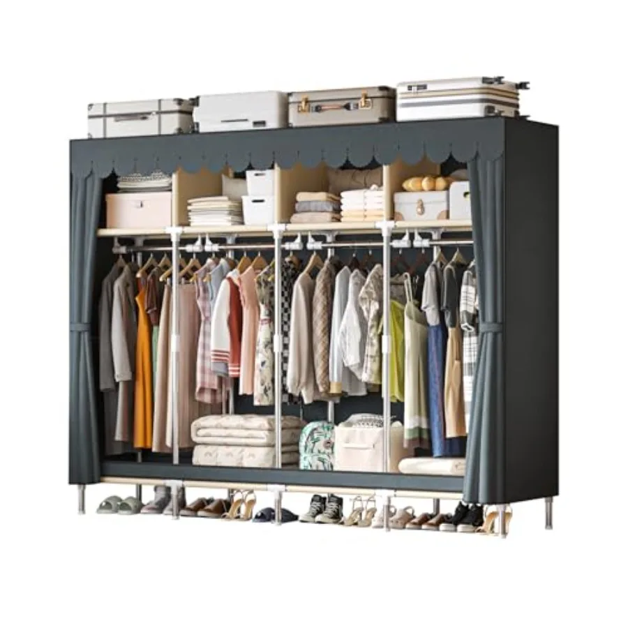 Large Portable Armoire Wardrobe Closet with 4 Hanging Rods and LockersMetal Storage Wardrobe Clothes Rack with Dust Cover for C
Large Portable Armoire Wardrobe Closet with 4 Hanging Rods and LockersMetal Storage Wardrobe Clothes Rack with Dust Cover for C