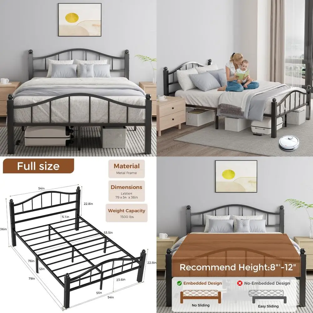 Full Size Metal Bed Frame with Headboard, Silent Design and Storage Space, Heavy-Duty, No Box Spring Needed
Full Size Metal Bed Frame with Headboard, Silent Design and Storage Space, Heavy-Duty, No Box Spring Needed