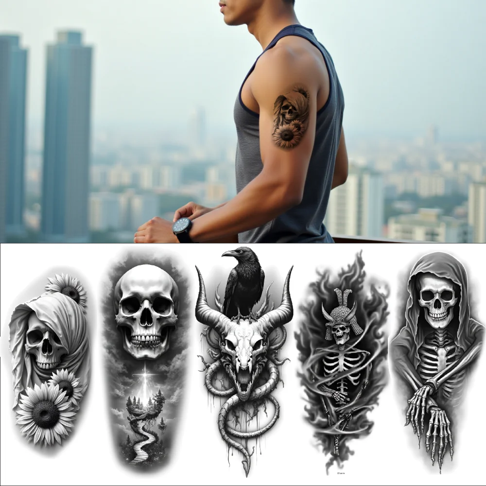 3pcs Temporary Tattoo Skull With Thorns Waterproof Long-lasting Body Stickers Skull With Skull With Horns For Women Men
3pcs Temporary Tattoo Skull With Thorns Waterproof Long-lasting Body Stickers Skull With Skull With Horns For Women Men