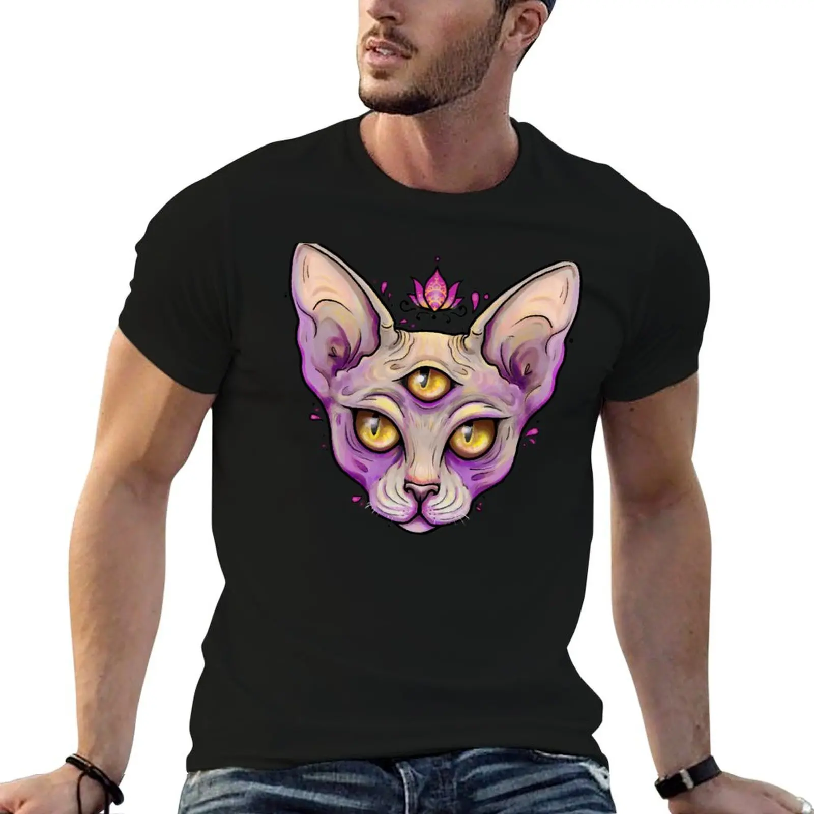 Sphynx shirt cotton shirts 100% t custom T-Shirt print Third Eye man t
Sphynx shirt cotton shirts 100% t custom T-Shirt print Third Eye man t