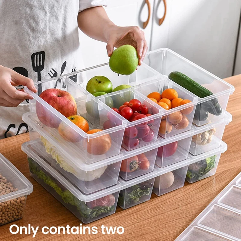 2 Pack Divided Vegetable Trays With Lids, Compartment Refrigerator Snack Boxes, Transparent Refrigerator Storage Boxes
2 Pack Divided Vegetable Trays With Lids, Compartment Refrigerator Snack Boxes, Transparent Refrigerator Storage Boxes