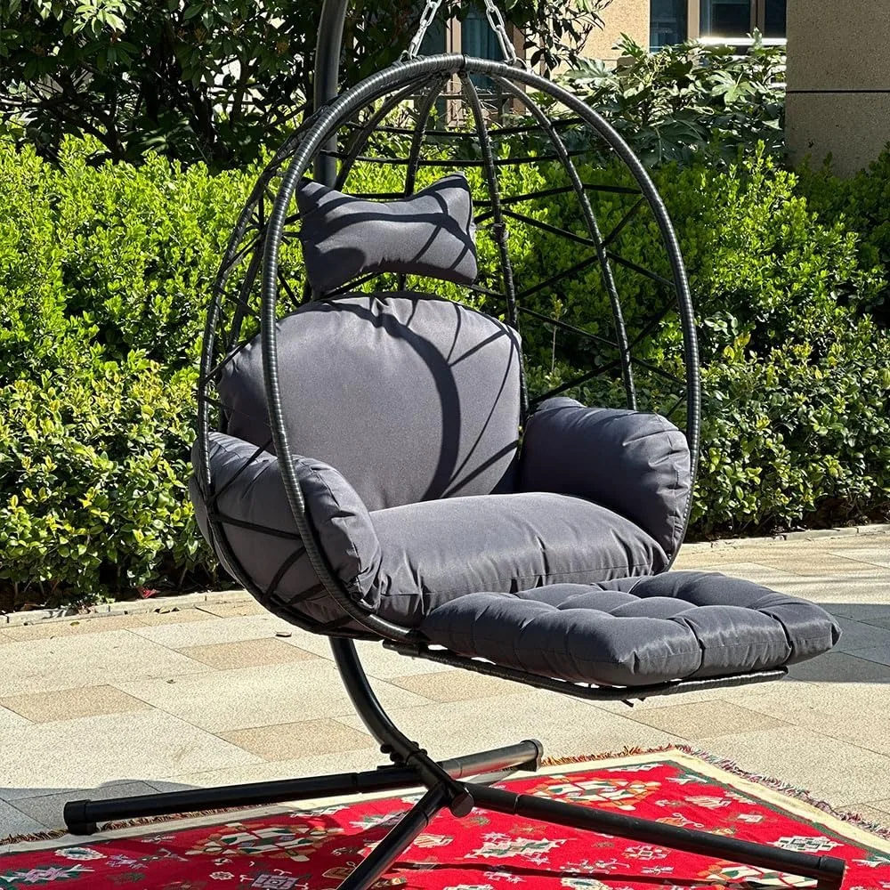 Hanging Egg Chair with Stand and Leg Rest Outdoor Indoor Swing Rattan Wicker with UV Resistant Cushions Gift for Kid Mom Girlfri
Hanging Egg Chair with Stand and Leg Rest Outdoor Indoor Swing Rattan Wicker with UV Resistant Cushions Gift for Kid Mom Girlfri
