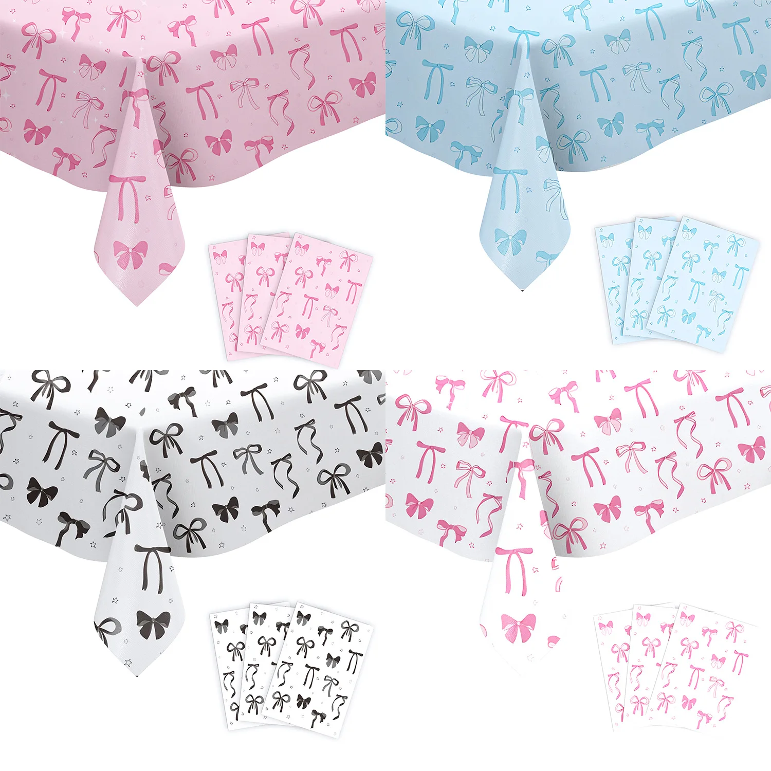 1Pcs Bow Print Disposable Tablecloth, Pink/Blue/Black Coquette Style Table Cover for Birthday Party & Baby Shower Decor
1Pcs Bow Print Disposable Tablecloth, Pink/Blue/Black Coquette Style Table Cover for Birthday Party & Baby Shower Decor