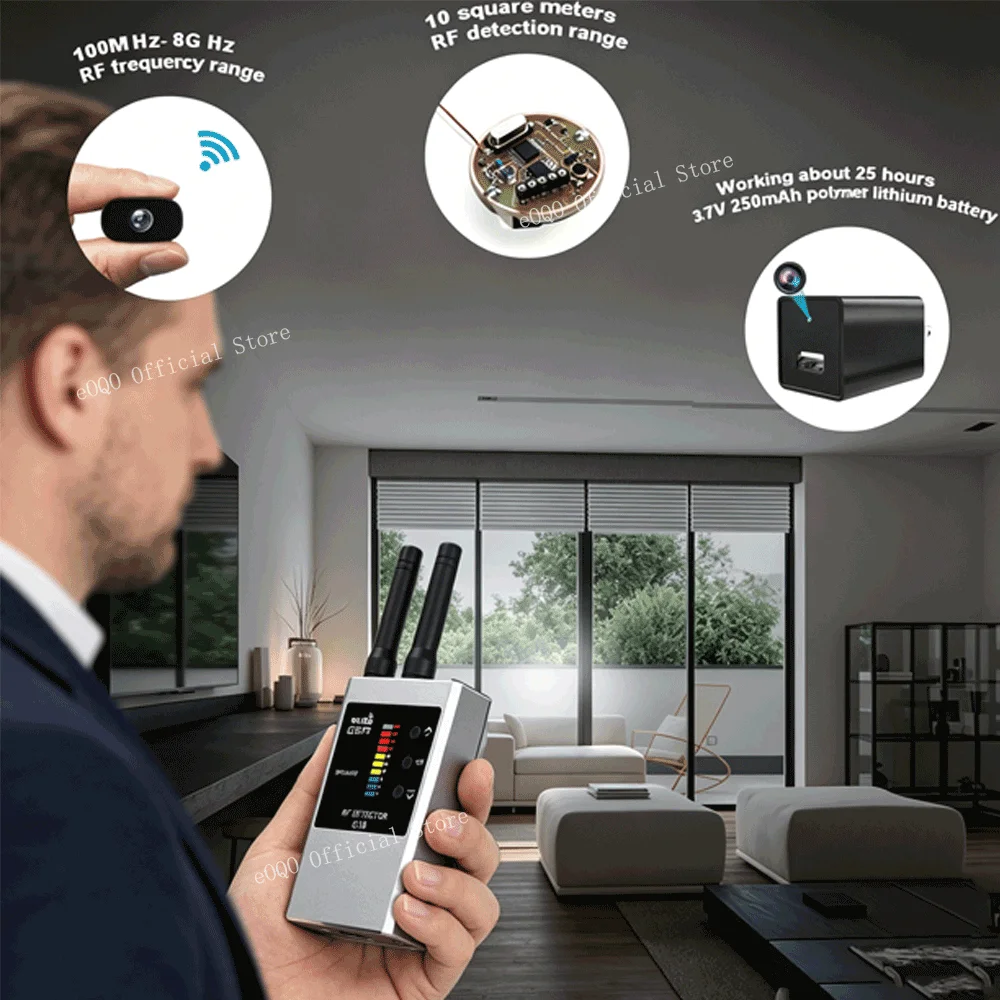 Anti Spy Wireless RF Signal Detector Bug GSM GPS Tracker Hidden Camera Eavesdropping Devices Military Professional Version G738W
Anti Spy Wireless RF Signal Detector Bug GSM GPS Tracker Hidden Camera Eavesdropping Devices Military Professional Version G738W