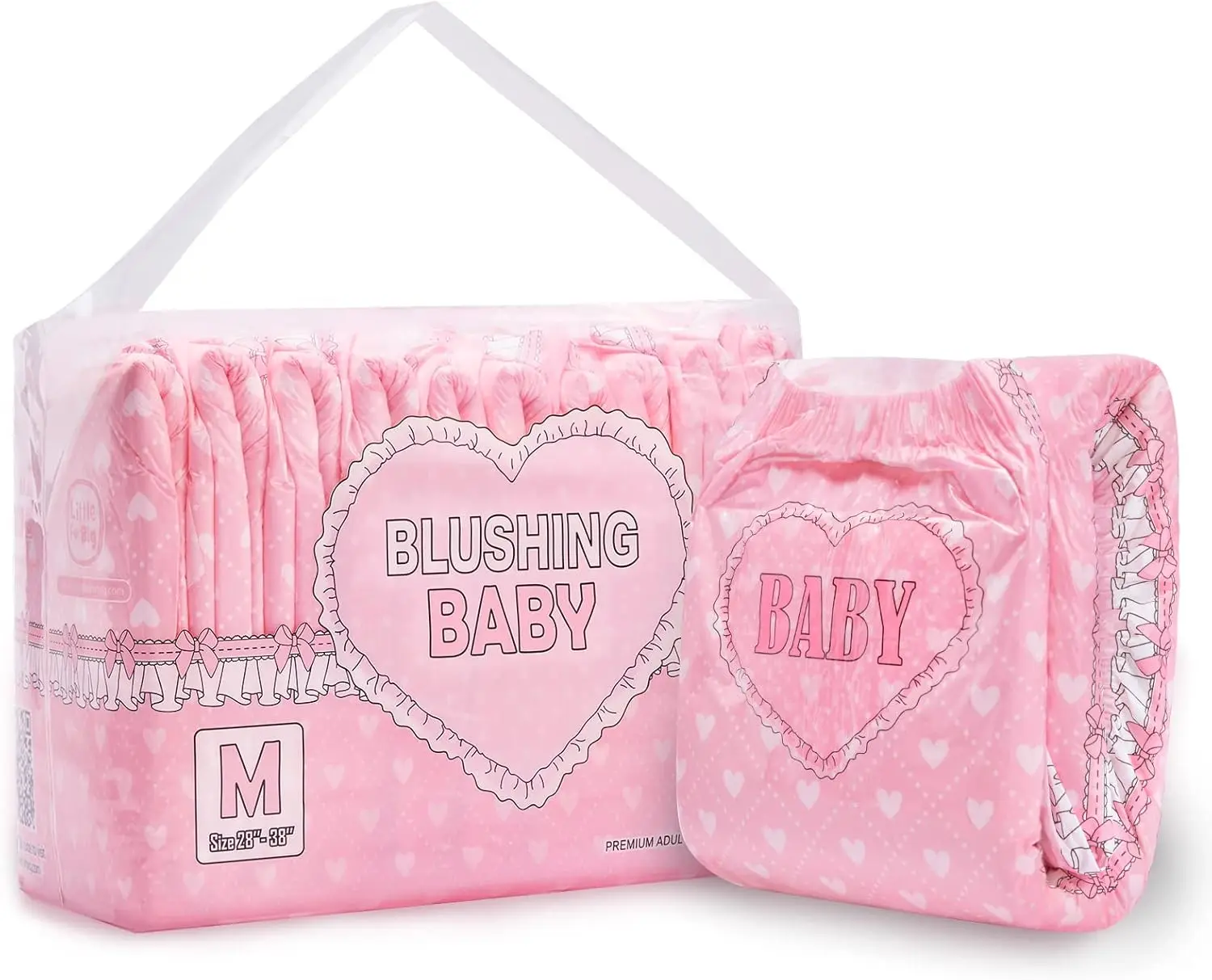 Adult Diapers 10-Pack, Pink with Baby Print, Blushing Pink (M)
Adult Diapers 10-Pack, Pink with Baby Print, Blushing Pink (M)