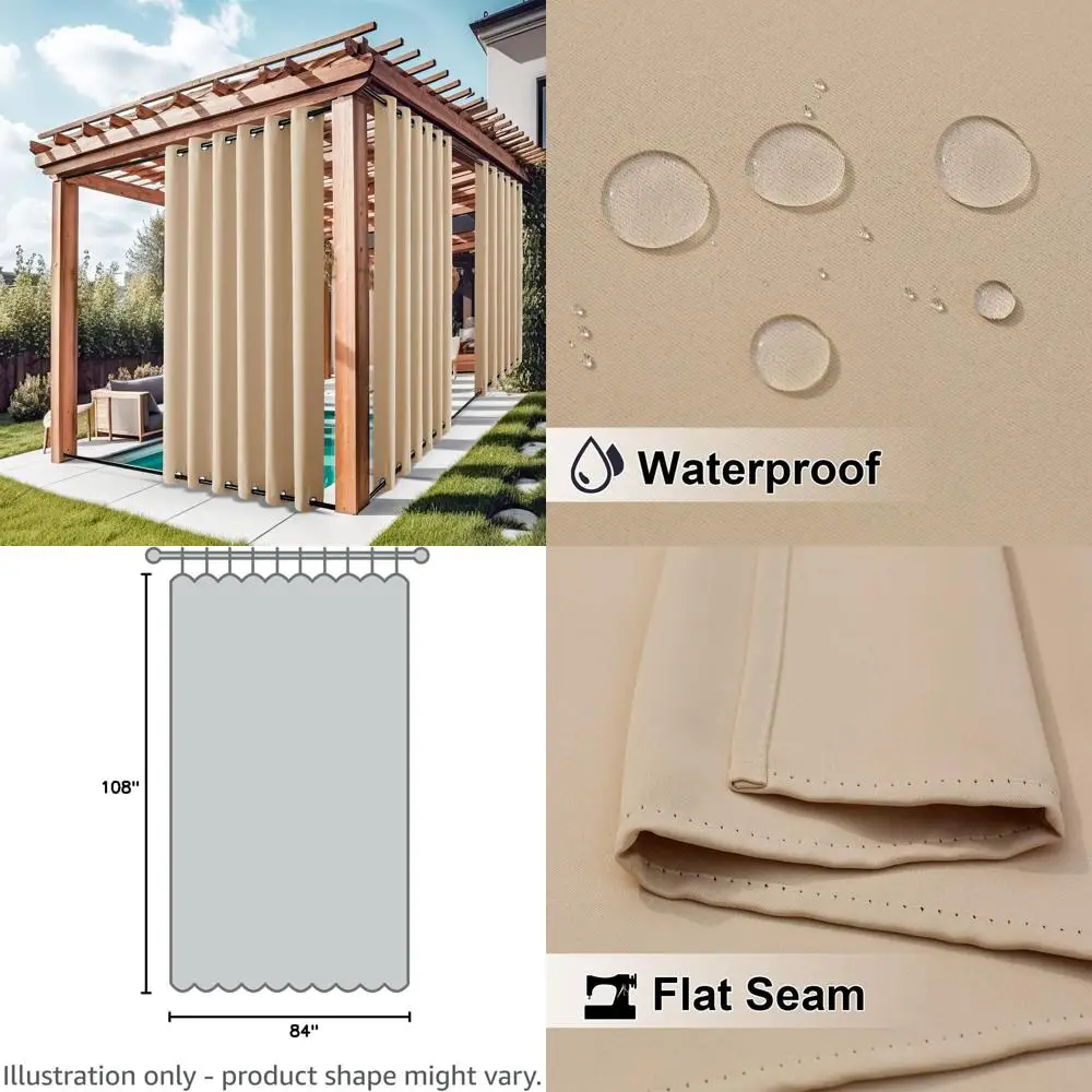 Водонепроницаемые уличные шторы для патио, с люверсами, цвет бисквитный беж, 84 x 108 дюймов
Водонепроницаемые уличные шторы для патио, с люверсами, цвет бисквитный беж, 84 x 108 дюймов