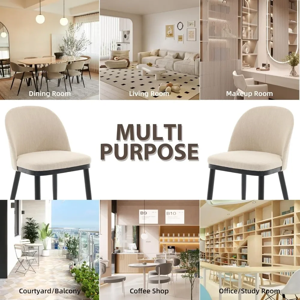 6-Piece Dining Chair Set, Modern Fabric Upholstered Kitchen Side Chairs with Curved Back and Wooden Legs, Armless Dining Chairs
6-Piece Dining Chair Set, Modern Fabric Upholstered Kitchen Side Chairs with Curved Back and Wooden Legs, Armless Dining Chairs