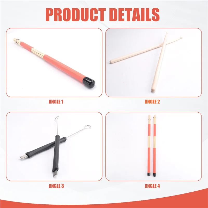 Набор барабанных палочек FSTE, барабанные палочки из кленового дерева, щетки для барабанных стержней, выдвижные проволочные щетки для барабанов, демпферы барабанов с сумкой
Набор барабанных палочек FSTE, барабанные палочки из кленового дерева, щетки для барабанных стержней, выдвижные проволочные щетки для барабанов, демпферы барабанов с сумкой