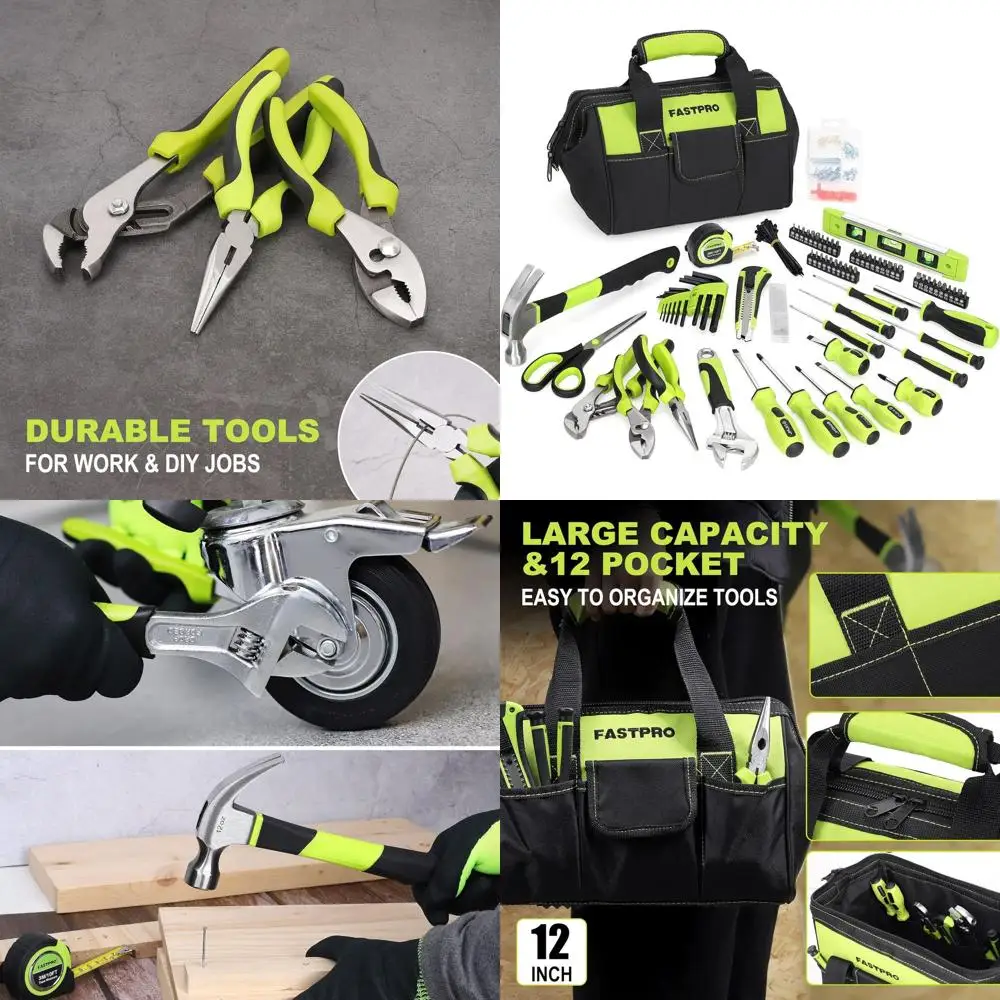 Зеленый набор инструментов для ремонта дома из 220 предметов с 12-дюймовой сумкой для хранения
Зеленый набор инструментов для ремонта дома из 220 предметов с 12-дюймовой сумкой для хранения