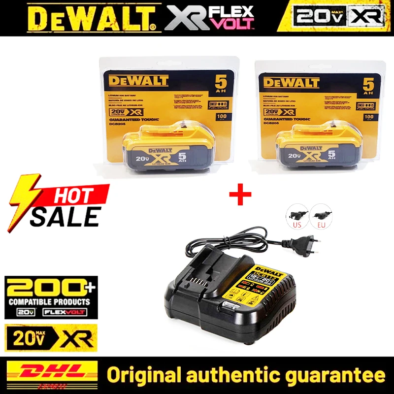 5.0Ah 20V Lithium-Ion Replacement Batteries for Dewalt Cordless Tools - Compatible with DCB200, DCB205, DCB206 & More
5.0Ah 20V Lithium-Ion Replacement Batteries for Dewalt Cordless Tools - Compatible with DCB200, DCB205, DCB206 & More