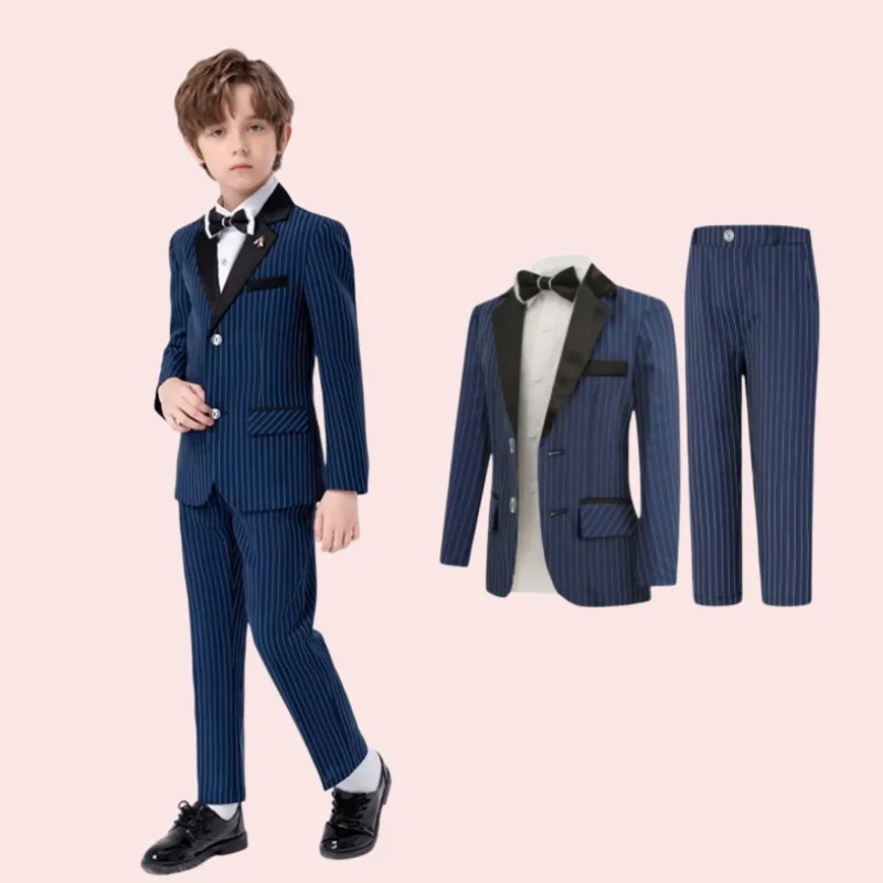 Весенне-осенний комплект одежды для мальчиков: стильный полосатый костюм для выступлений на фортепиано, свадеб, дней рождения, ежедневной носки
Весенне-осенний комплект одежды для мальчиков: стильный полосатый костюм для выступлений на фортепиано, свадеб, дней рождения, ежедневной носки