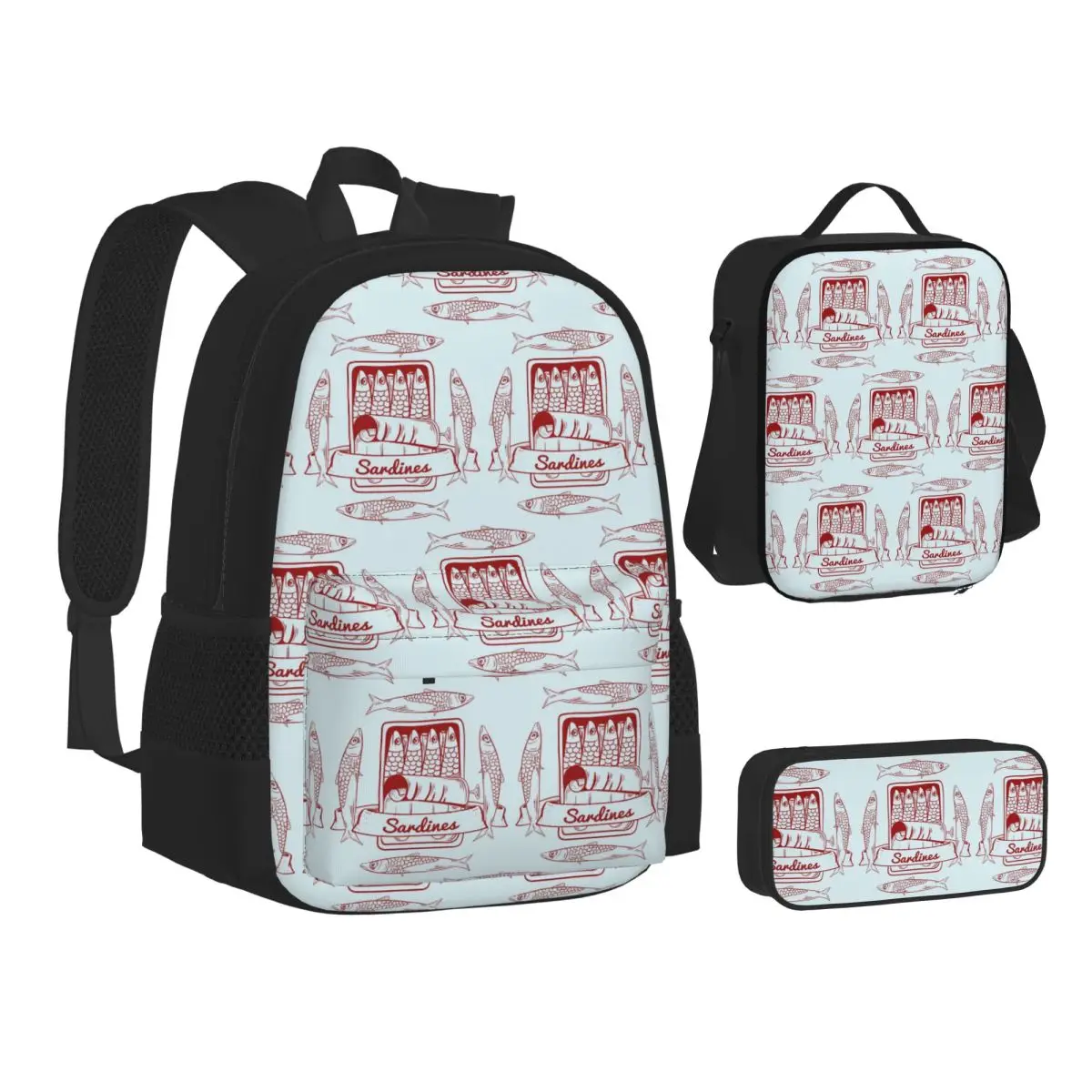 Tin Of Sardin Backpacks Boys Girls Bookbag Students School Bags Kids Rucksack Lunch Bag Pen Bag Three-Piece Set
Tin Of Sardin Backpacks Boys Girls Bookbag Students School Bags Kids Rucksack Lunch Bag Pen Bag Three-Piece Set