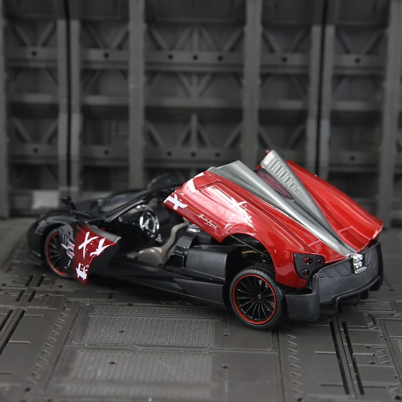 CCA 1:24 simulation Pagani Huayra Roadster alloy car model doors can be opened has sound and lighting functions, rich details
CCA 1:24 simulation Pagani Huayra Roadster alloy car model doors can be opened has sound and lighting functions, rich details