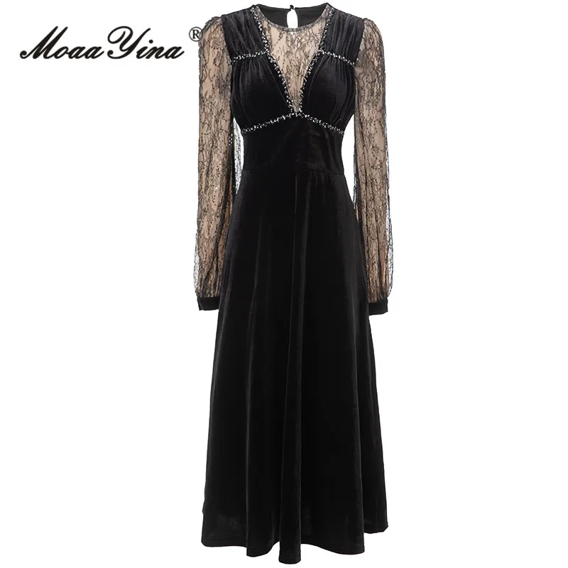 MoaaYina Autumn Fashion Runway Black Vintage Party Dress Women O Neck Long Sleeve Lace Diamond High Waist Slim A-LINE Long Dress
MoaaYina Autumn Fashion Runway Black Vintage Party Dress Women O Neck Long Sleeve Lace Diamond High Waist Slim A-LINE Long Dress