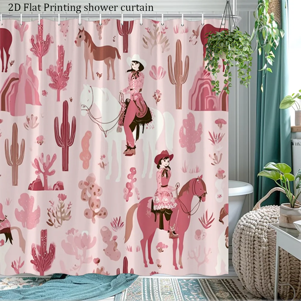 Large Print Pink Cactus and Horse Shower Curtain Boho Retro Bathroom Decor Waterproof Novelty Storage Liner Curtain
Large Print Pink Cactus and Horse Shower Curtain Boho Retro Bathroom Decor Waterproof Novelty Storage Liner Curtain