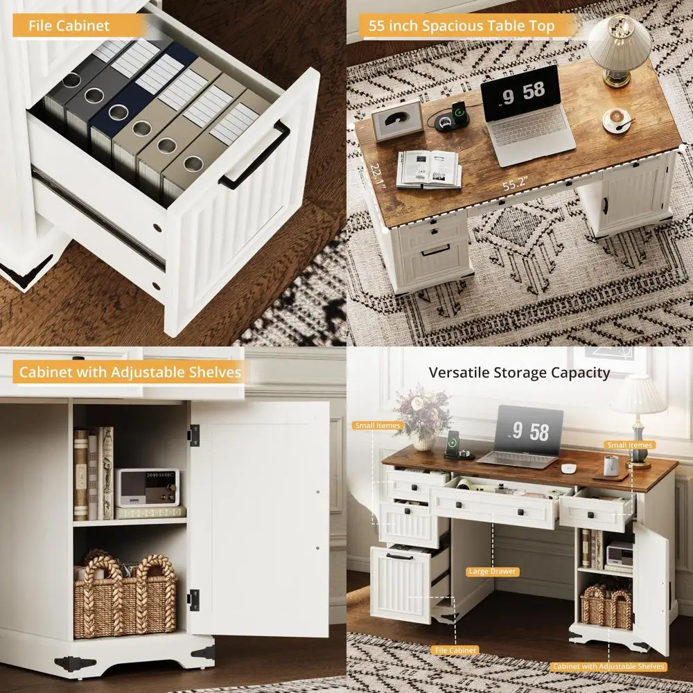 Большой белый деревянный стол 55 дюймов с ящиками, зарядной станцией и шкафом для хранения для домашнего офиса и учебы
Большой белый деревянный стол 55 дюймов с ящиками, зарядной станцией и шкафом для хранения для домашнего офиса и учебы