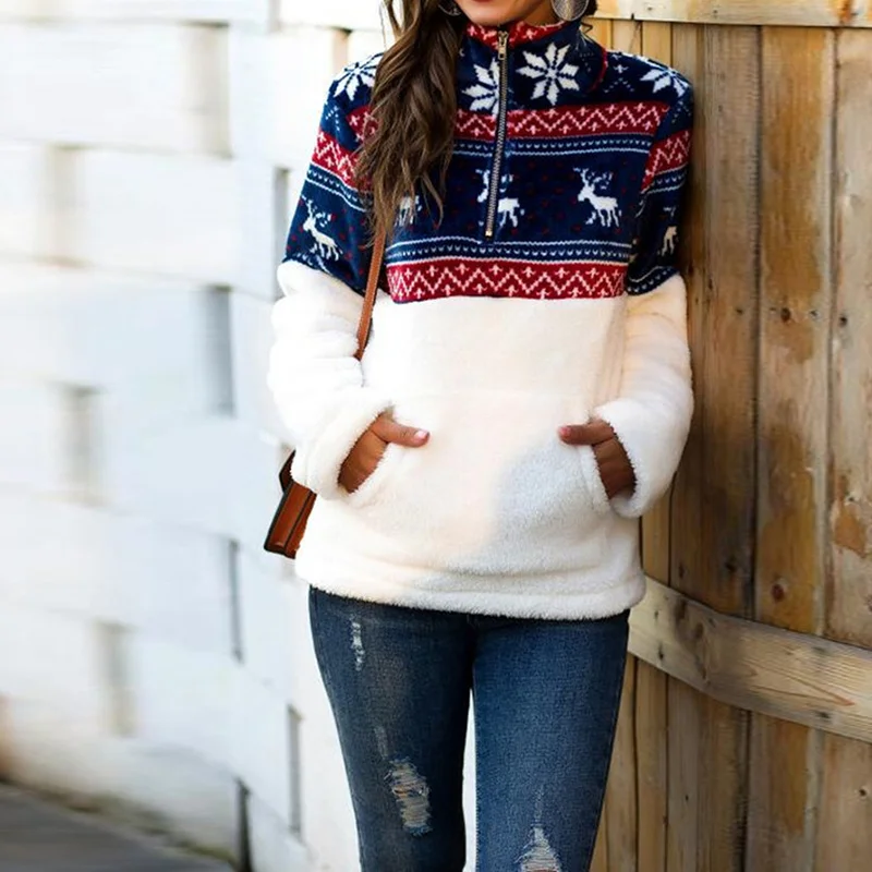 Women 2024 Autumn Winter Fashion Korean Fleece Christmas Stand Collar Pullover Female Pattern Print Loose Patchwork Sweatshirt
Women 2024 Autumn Winter Fashion Korean Fleece Christmas Stand Collar Pullover Female Pattern Print Loose Patchwork Sweatshirt