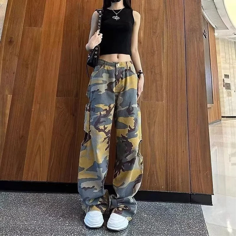 Y2K Camouflage Straight Jeans Pants American Vintage High Waist Women's Casual Baggy Wide Leg Grunge Streetwear Denim Trouser
Y2K Camouflage Straight Jeans Pants American Vintage High Waist Women's Casual Baggy Wide Leg Grunge Streetwear Denim Trouser