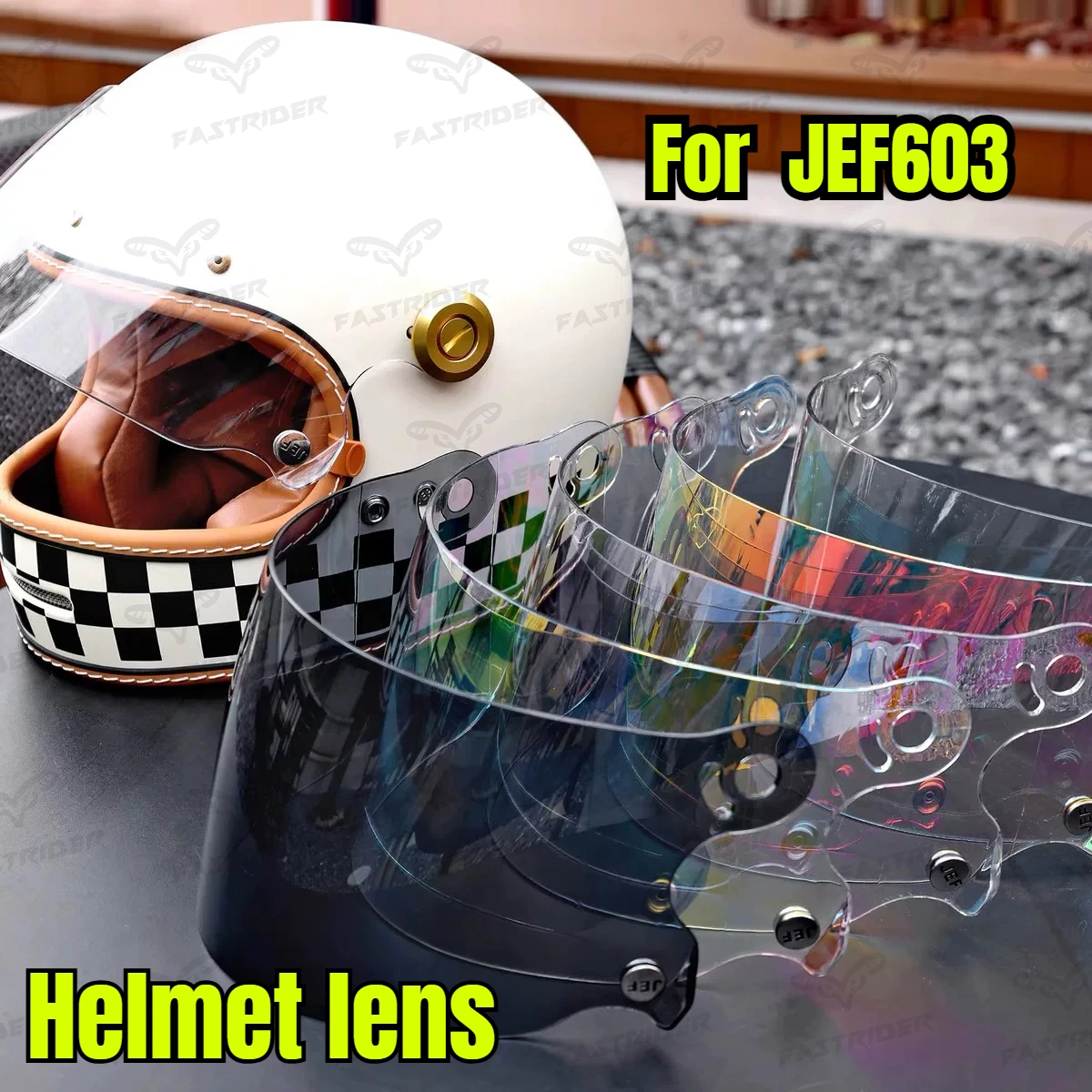 Suitable for JEF603 Full Helmet Lenses, Day and Night General Revo Electroplated Lenses, Helmet Accessories
Suitable for JEF603 Full Helmet Lenses, Day and Night General Revo Electroplated Lenses, Helmet Accessories