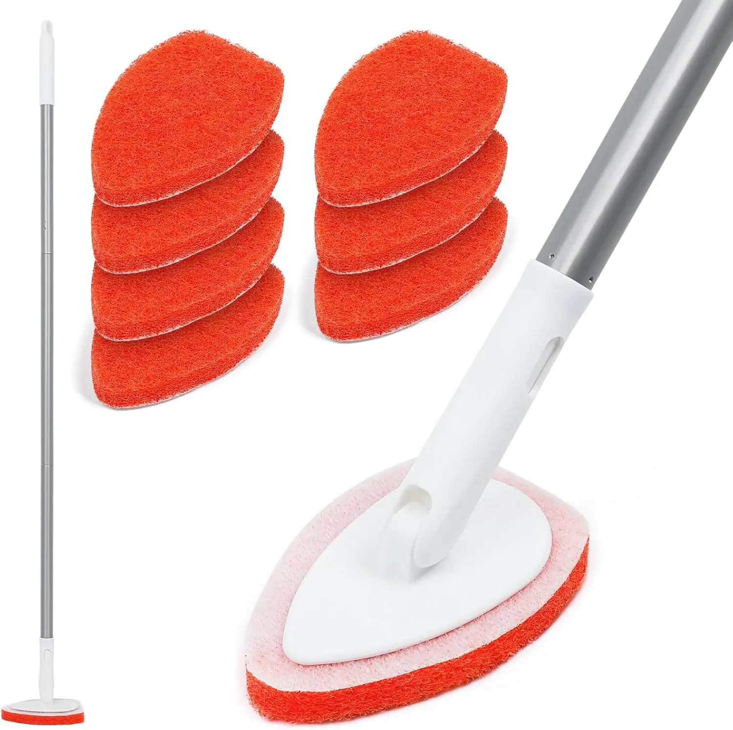 47" Long Handle Bathtub Scrubber with 8 Replacement Pads - Bathroom Cleaning Brush for Tub, Tile, Floor
47" Long Handle Bathtub Scrubber with 8 Replacement Pads - Bathroom Cleaning Brush for Tub, Tile, Floor
